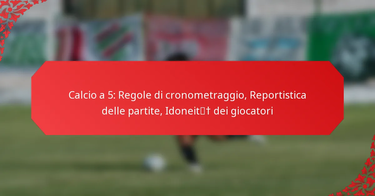 Calcio a 5: Regole di cronometraggio, Reportistica delle partite, Idoneità dei giocatori