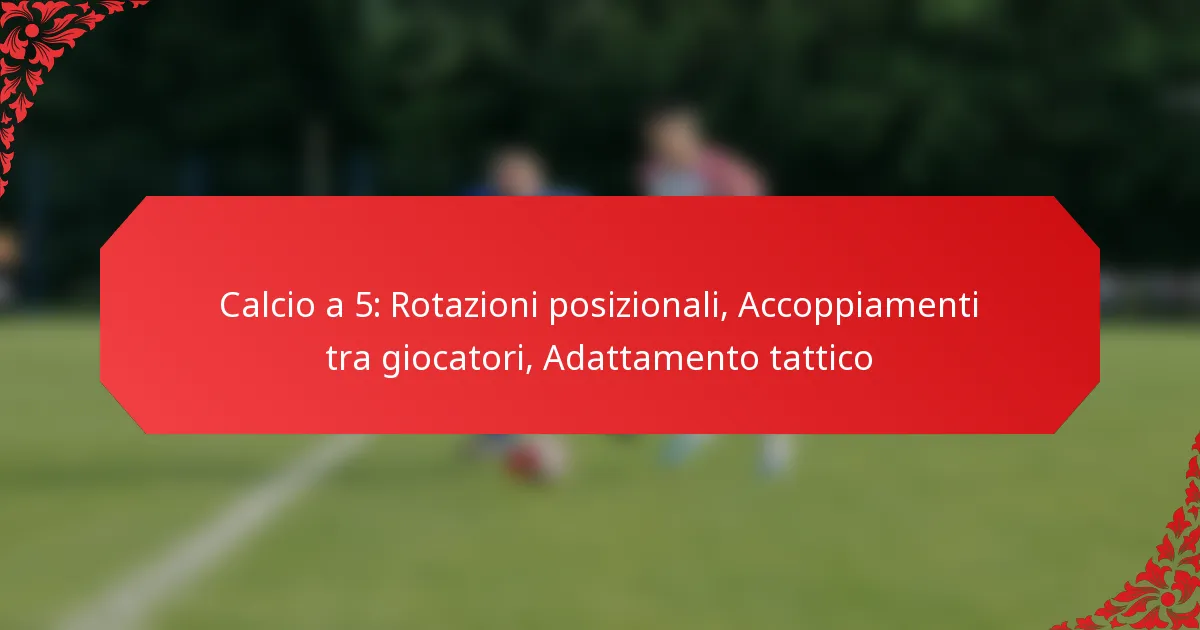 Calcio a 5: Rotazioni posizionali, Accoppiamenti tra giocatori, Adattamento tattico