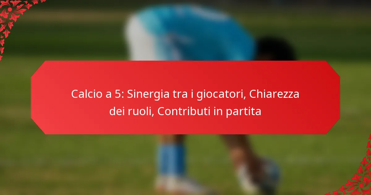 Calcio a 5: Sinergia tra i giocatori, Chiarezza dei ruoli, Contributi in partita