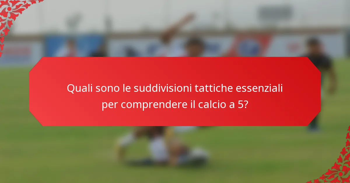 Quali sono le suddivisioni tattiche essenziali per comprendere il calcio a 5?